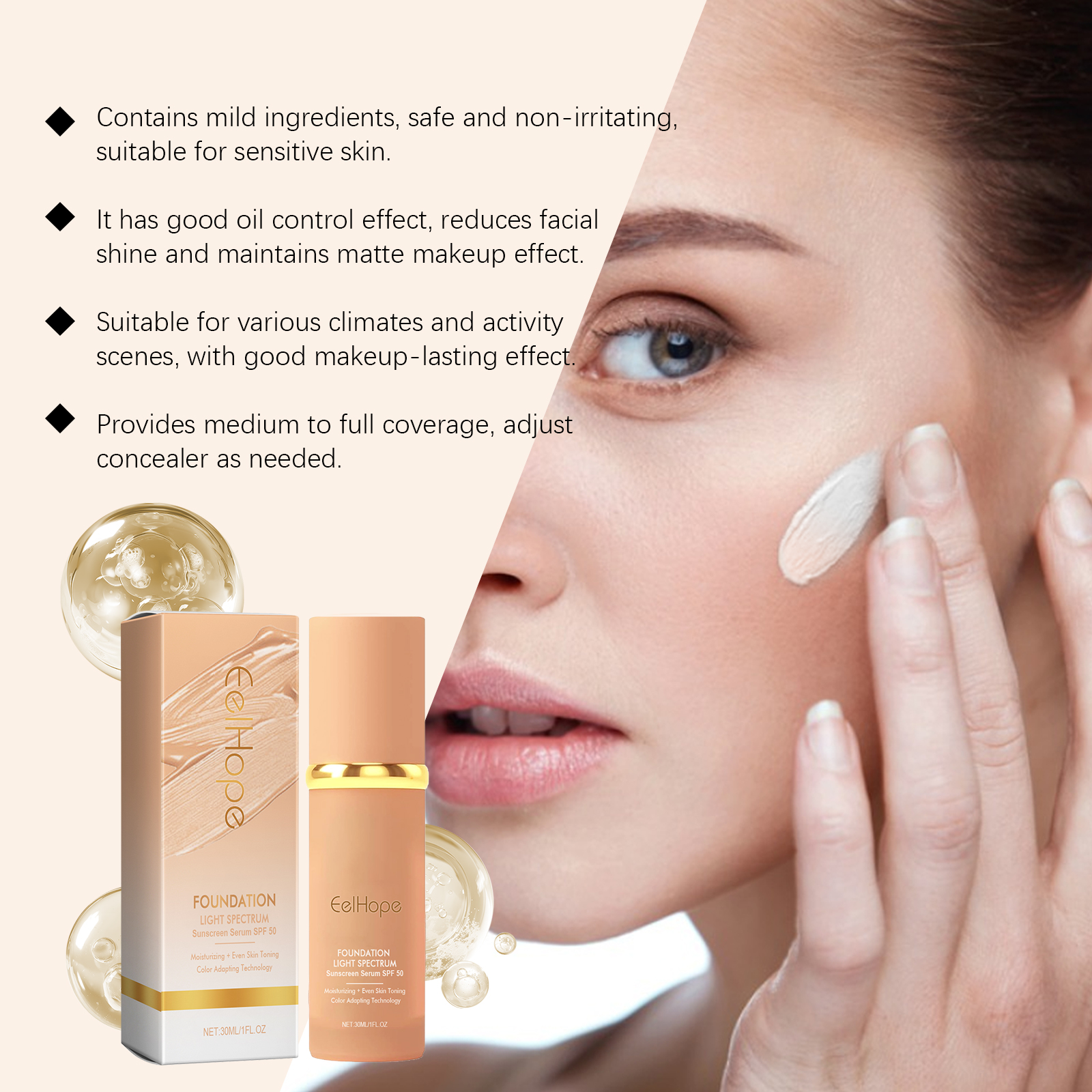 Concealing Temperature Changing Foundation Concealing Moisturizing Youthful Radiance Non Grayish Hydrating Facial Makeup