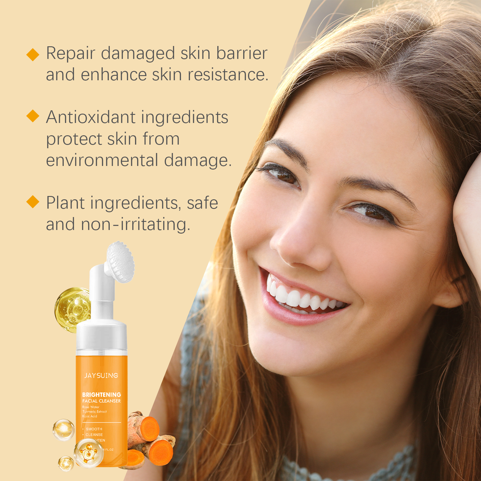 Turmeric Cleanser Gently Cleanses Facial Pores Skin Refreshing Oil Control Moisturizing Lock Water Face
