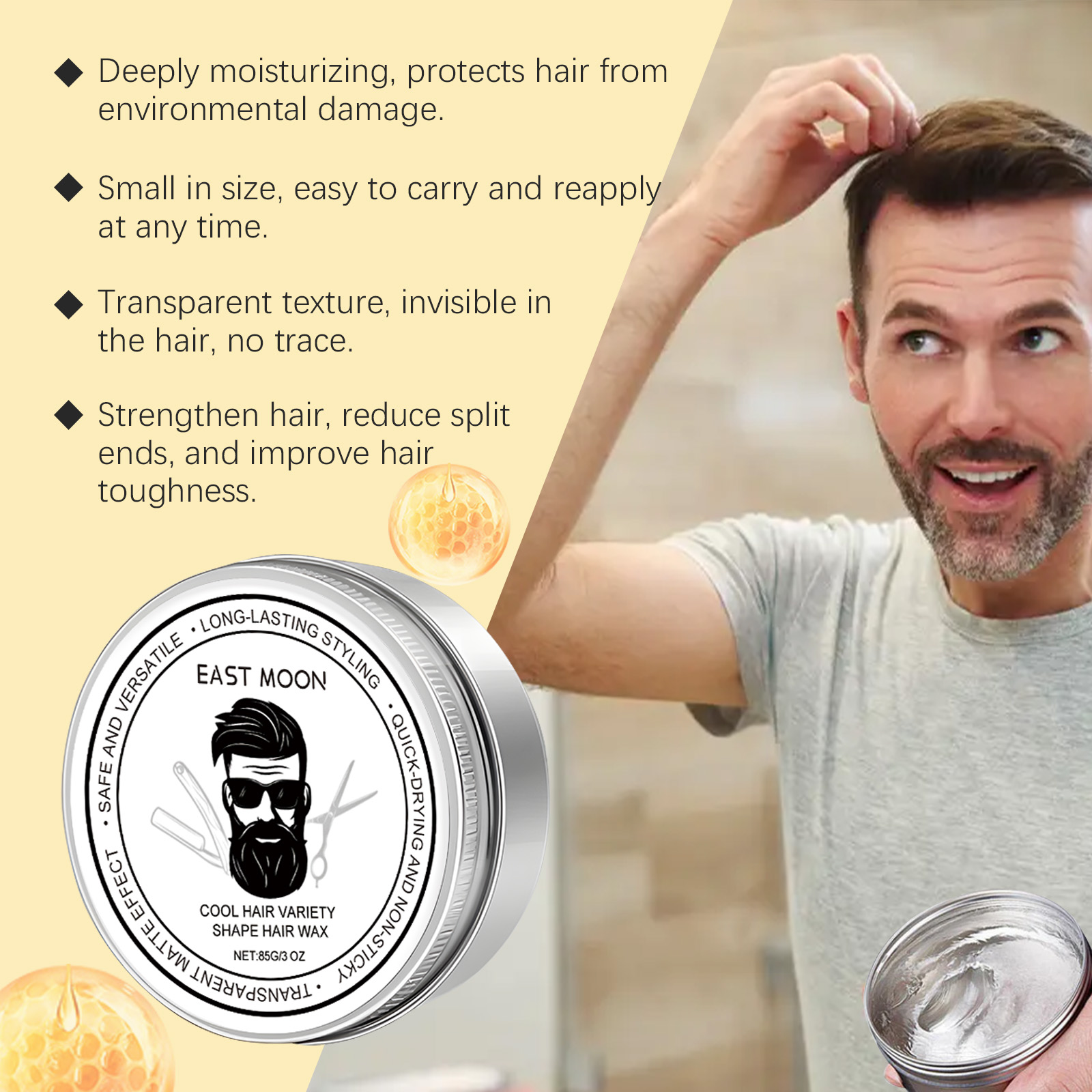 Styling Matte Hair Wax Shaping Matte Hair Wax No Rinse Fluffy Hairstyle Refreshing Hair Wax