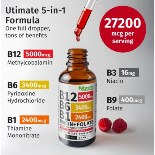 Vitamin B12 and B6 Liquid Drops, B12 Sublingual Vitamin B Complex - B12 Vitamin