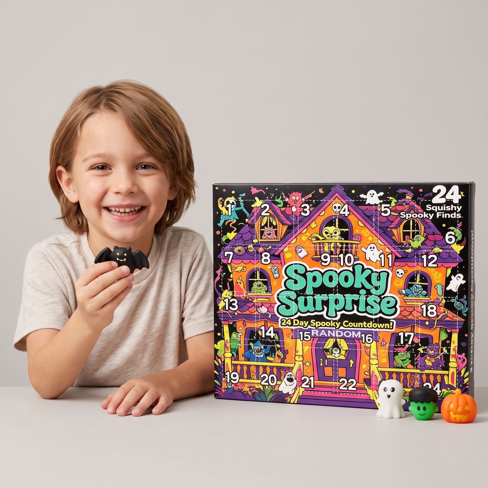 Halloween Advent Calendar 24-Day Countdown Blind Box Squishy Ghost Toys for Stress Relief Kids Gifts