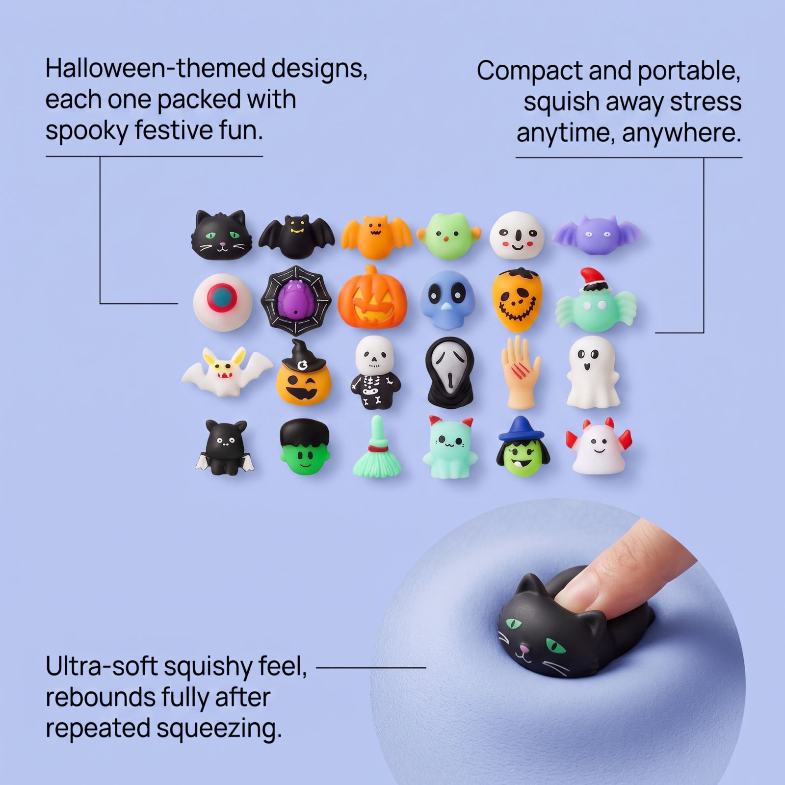 Halloween Advent Calendar 24-Day Countdown Blind Box Squishy Ghost Toys for Stress Relief Kids Gifts
