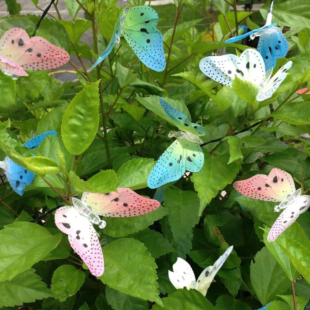 Solar Powered Butterfly Fiber Optic Fairy String Lights Waterproof Christmas Outdoor Gar