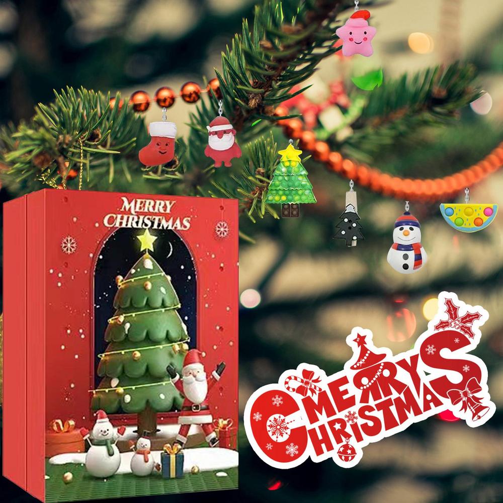 Advent Calendars Fidget Pop Bubble Toy Packs 2022 24 Day Kids Christmas Countdown Calendars Sensory Stress Relief Toys Christmas Stocking Surprise Box Novelty Party Favor Tiktok Surprise Gifts for Girls