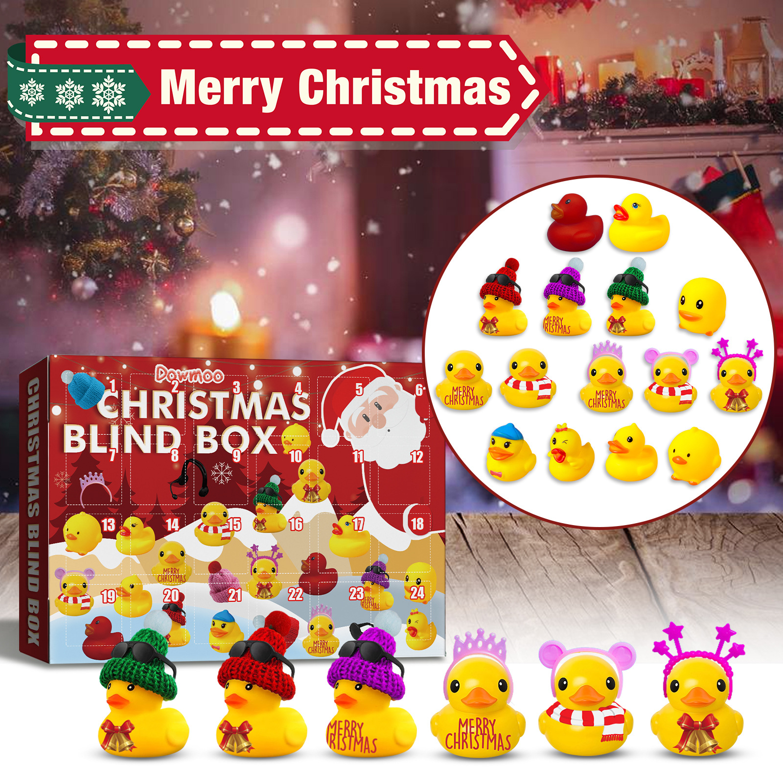 Advent Calendar Christmas Countdown Calendar Gifts Blind Box for Adults and Kids 2022 Xmas Gifts for Boys Girls Kids Cute Rubber Ducks Collectible Figures Toys Stress Relief and Anxiety