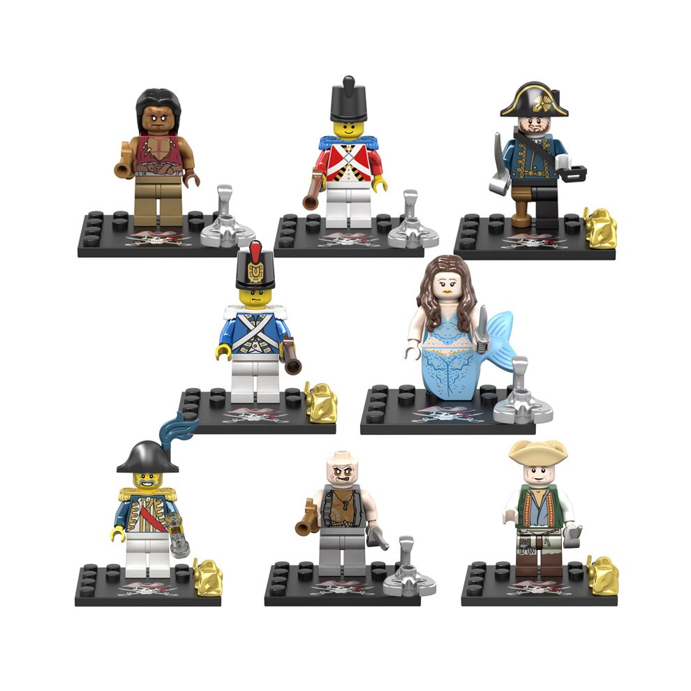 Pirates of the Caribbean Building Block Minifigures Toys Fit Lego 8PCS Action Figure with Bases Movies Fans Mini Characters Toys Collectible Stitching Figures as Party Gift for Kids Boy Girls Christmas Stockings
