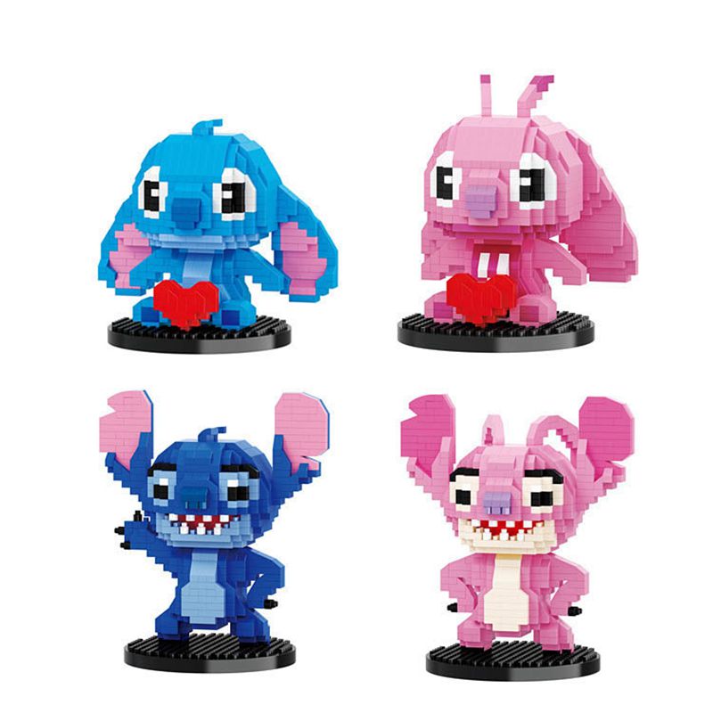 (Stitch Love Blue) Disney Stitch Miniature Building Blocks Hot Selling Stitching  Micro Diamond Bricks DIY Toys Childrens Gifts