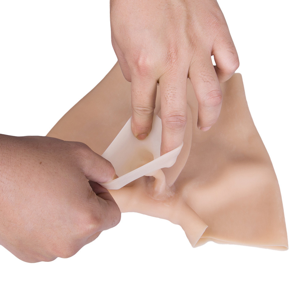 (Flesh Size S) Fake Vagina Pants Pluggable Full Silicone Vagina Shaper Underwear for Crossdresser Transgender Drag Queen Shemale Sex Cosplay