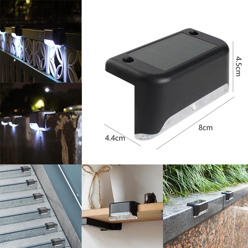 (Warm White) 4Pcs LED Solar Path Stair Lights Outdoor Garden Yard Fence Wall Landscape Lamp Solar Light for Stair Courtyard
