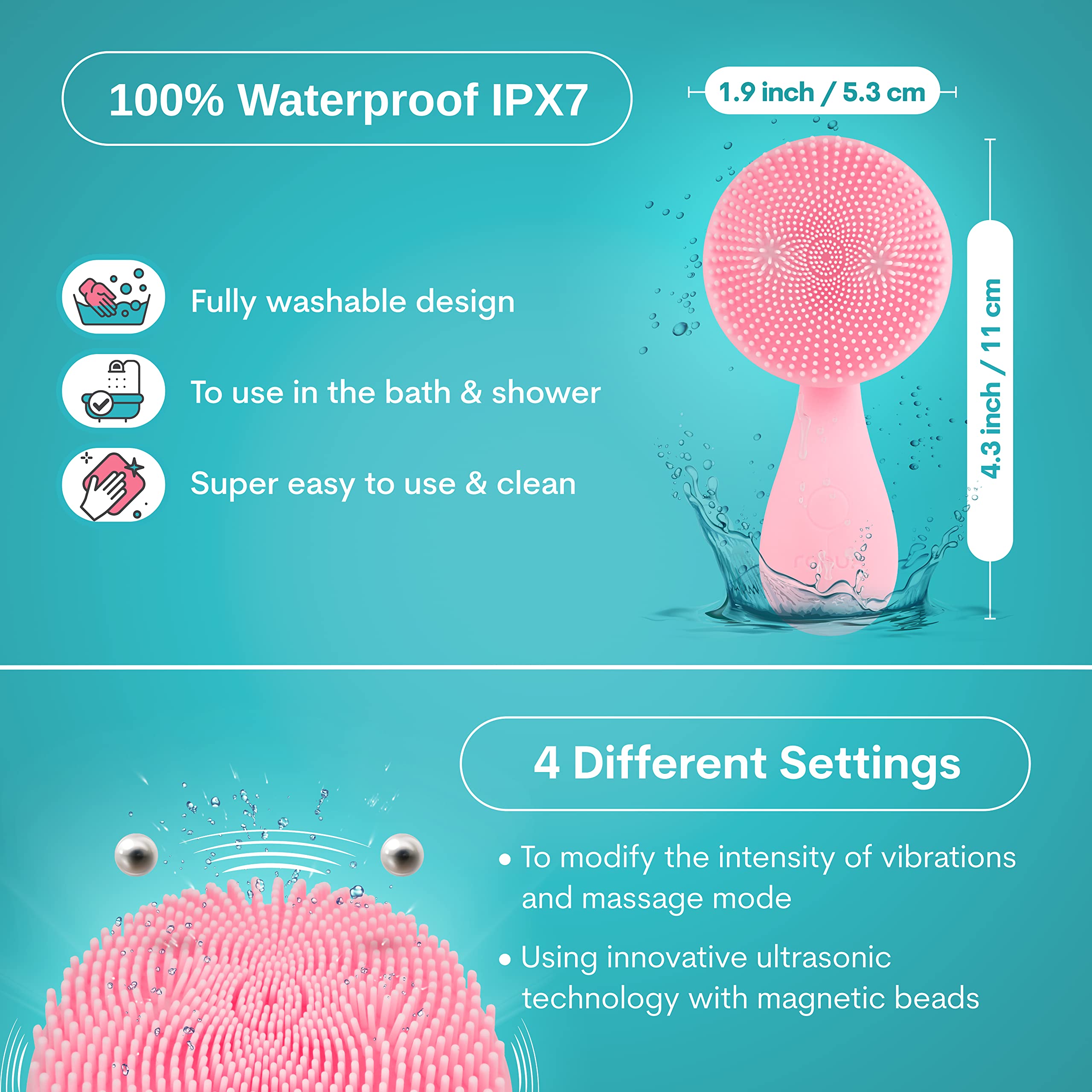 Facial Cleansing Brush Deep Cleanser Skincare Tools 2 in 1 Electric Waterproof Massager Exfoliator Blackhead Pore Cleaner Body Face Scrub Gift