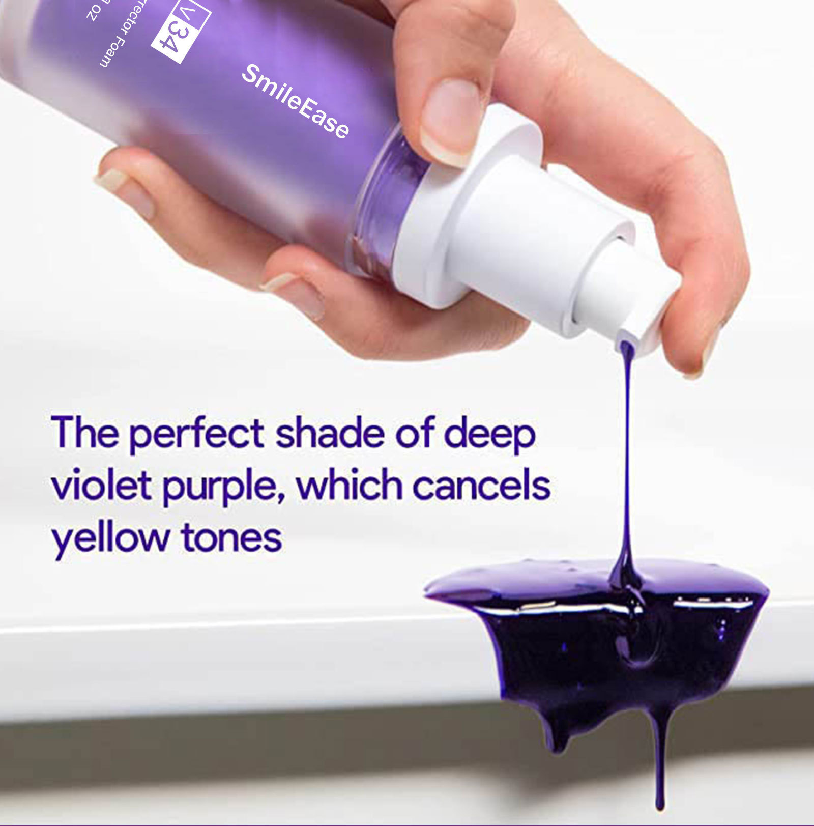 SmileEase V34 Colour Corrector Serum Tooth Whitening Purple Toothpaste Remove Tartar Repair Smoke Teeth Oral Health Care 30ml