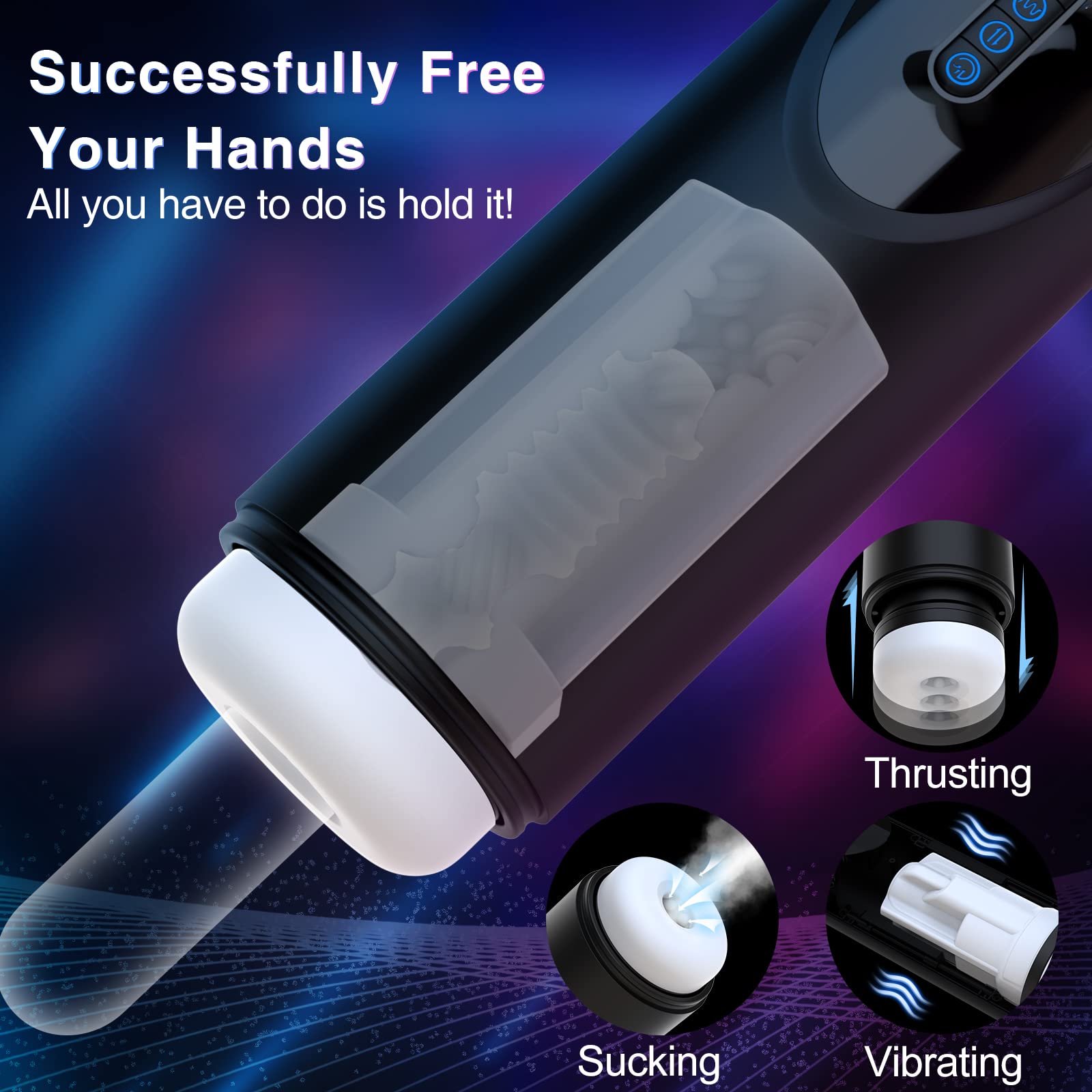 Electric Male Masturbator Cup Sex Toys Men Penis Pump Adult Oral Sex Machine with Vibrating Sucking Thrusting Modes Pocket Pussy Blowjob Stimulation