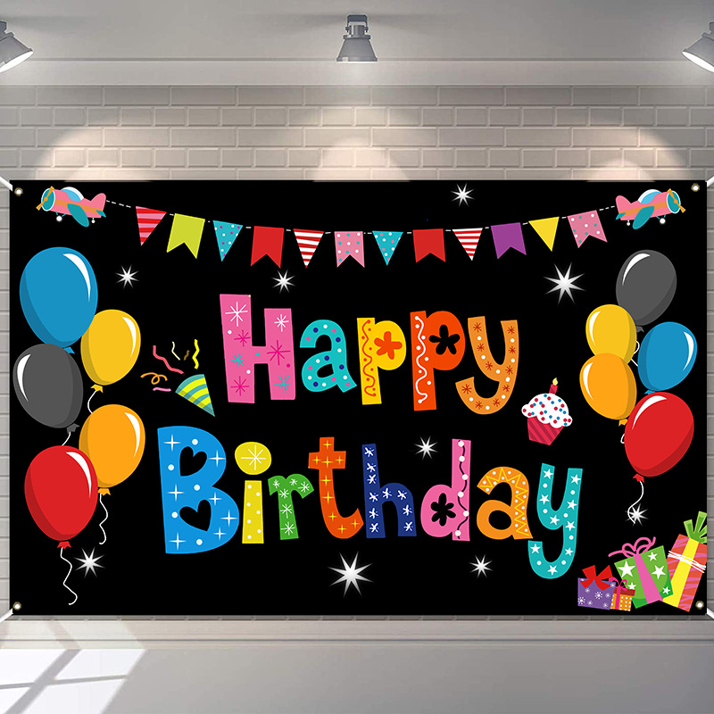 (Happy Birthday Banner) Colorful Birthday Banner Birthday Sign Party Supplies Background for Birthday Party Favor Door Decorations