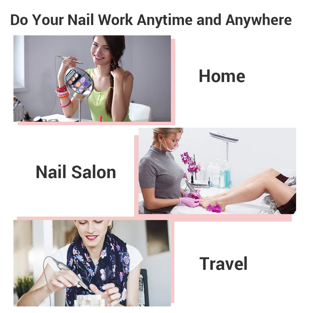 Nail Drill Electric Nail Files Portable Rechargeable File Kit Professional Electric Manicure and Pedicure Set