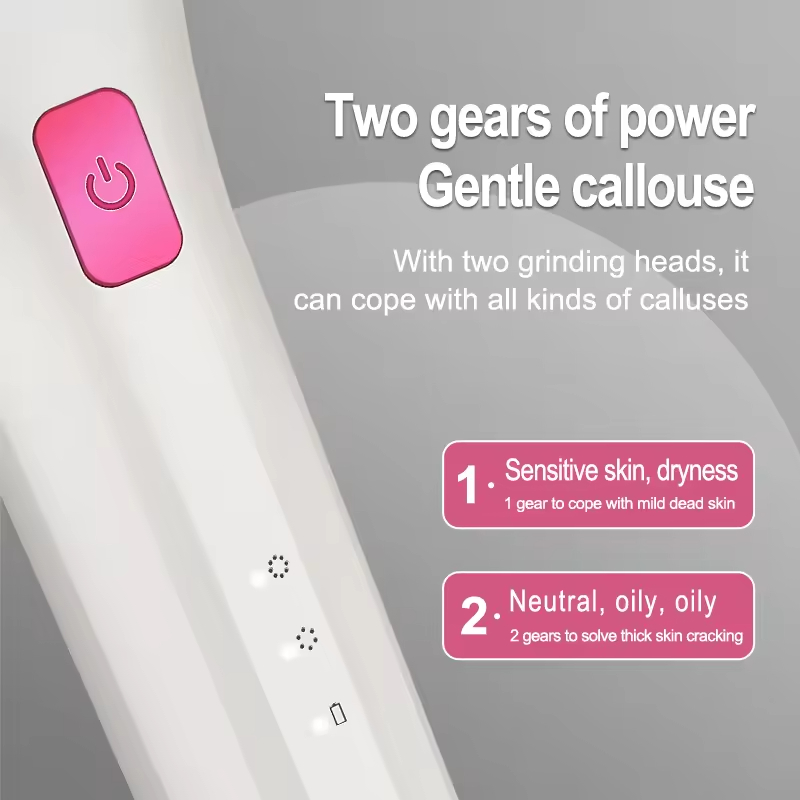 (Pink) Electronic Callus Remover Electric Foot Callus Remover Wireless Portable Vacuum Adsorption Foot Grinder Rechargeable Sharpener Pedicure Tool 2 Speeds