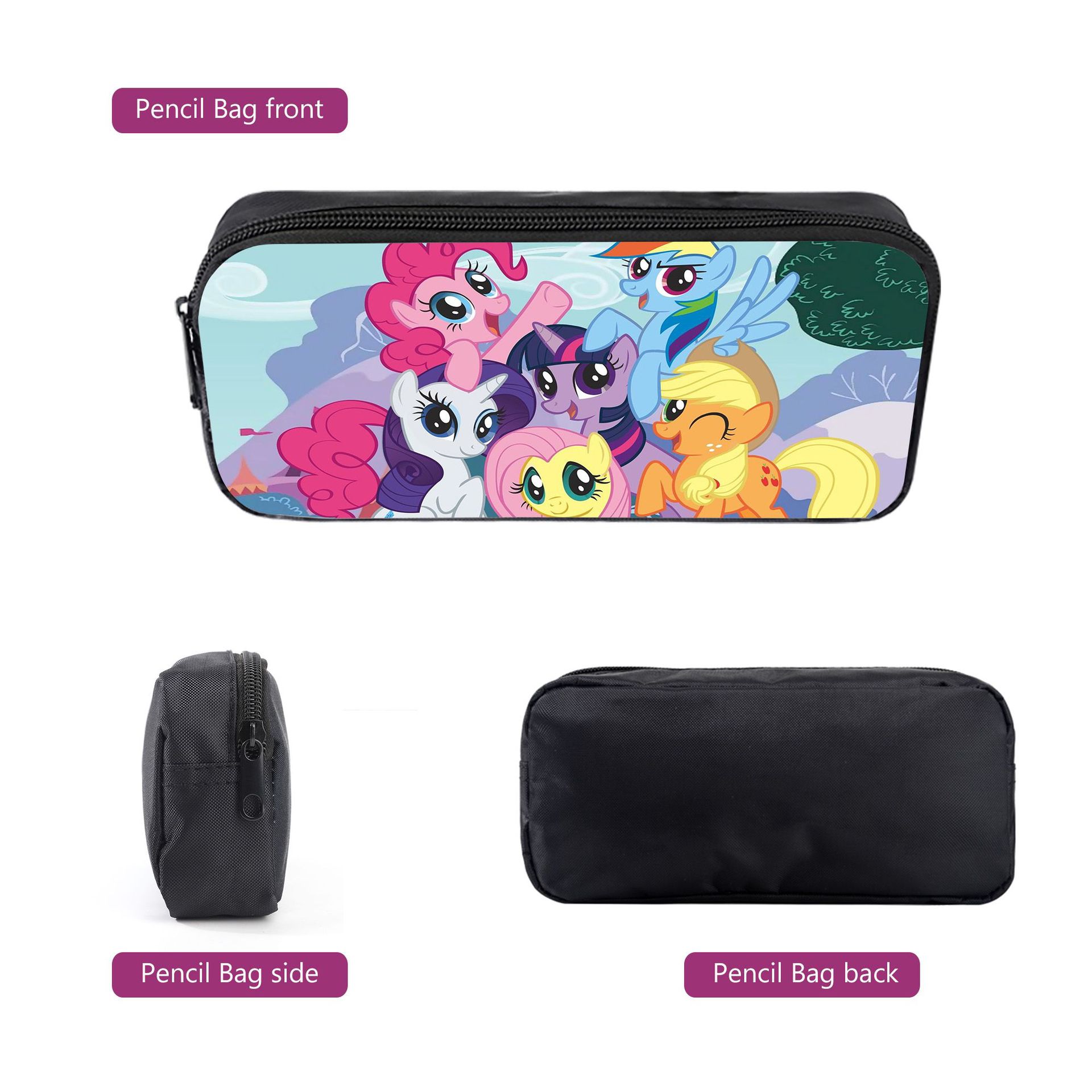 My Little Pony  3 Pcs Set Anime Game 3D Printed Backpacks Messenger Bag Pencil Bag Canvas School Bag