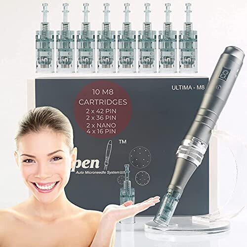 Dr. Pen Ultima M8 Microneedling Pen Wireless Electric Auto Derma Pen Skin Care Tool Kit 10pcs Needle Cartridges 4x16-Pin,2x36Pin,2x42Pin,2xNano