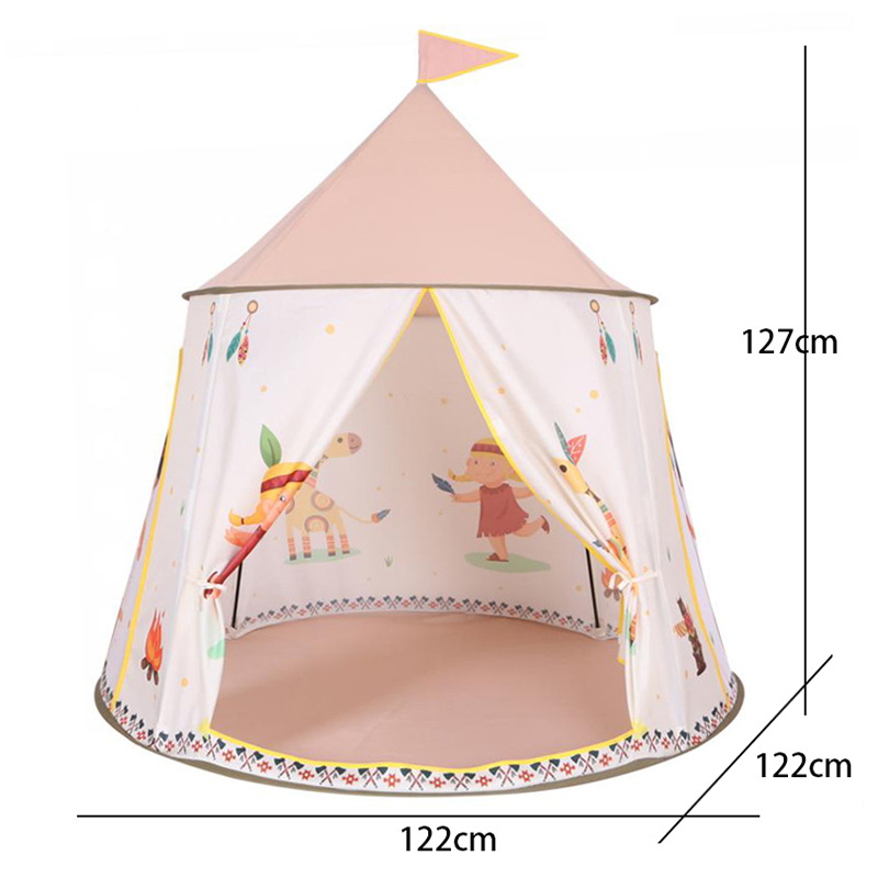 Childrens Foldable Teepee Tent Indian-Themed Playhouse for Indoor Fun