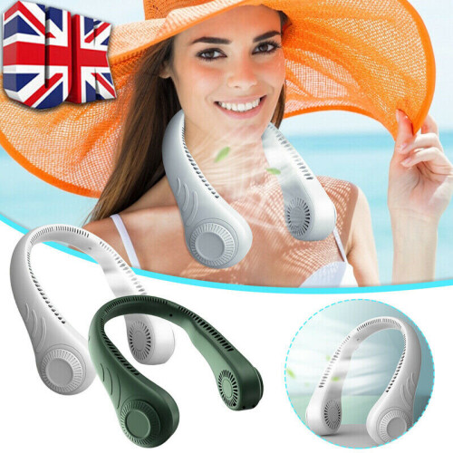 Portable Bladeless Cooling Fan Neck Fan Handsfree White