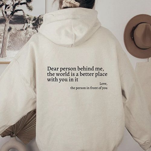Womens Plush Hoodie - Abstract Print with Kangaroo Pocket and Drawstring Letters Apricot