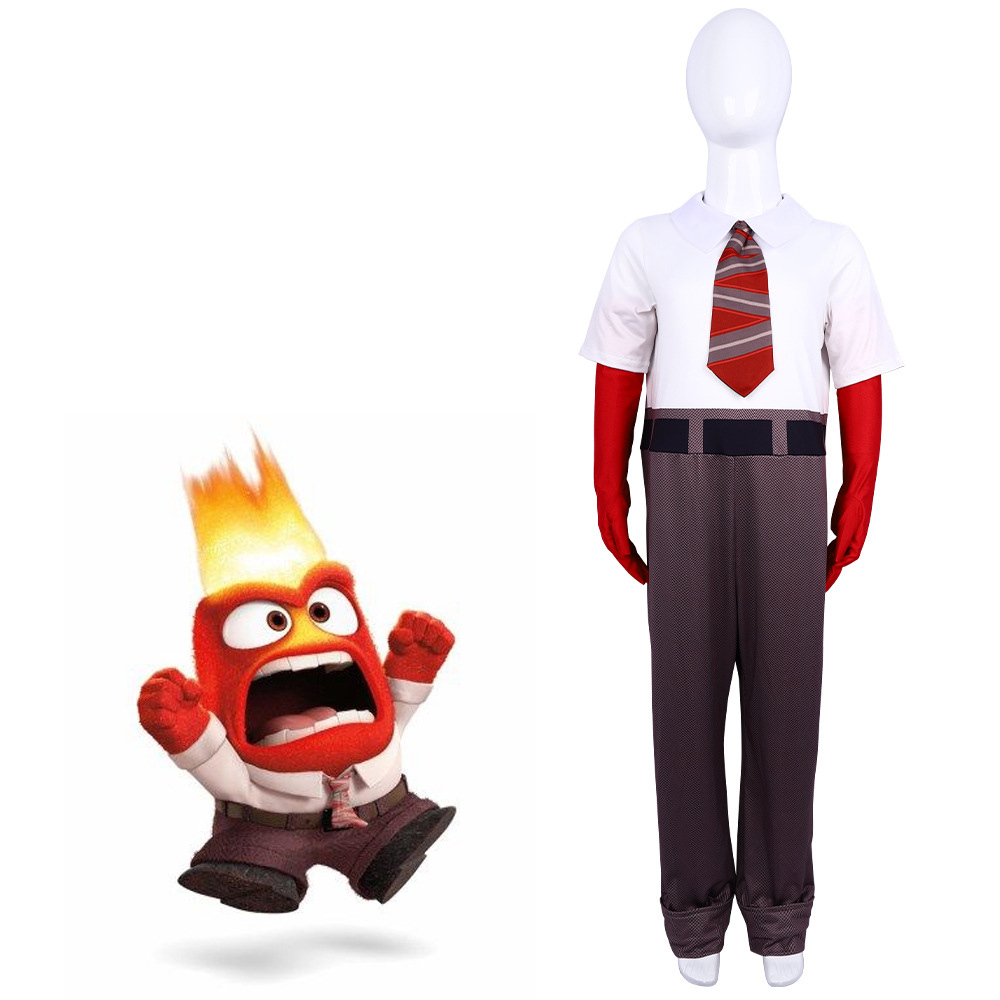 (Size 110) Adults Kids Inside Out 2 Anger Cosplay Costume Outfit Fancy Dress Up Disney Cartoon Characters Halloween Costumes Outfit Costume for Gift Fans