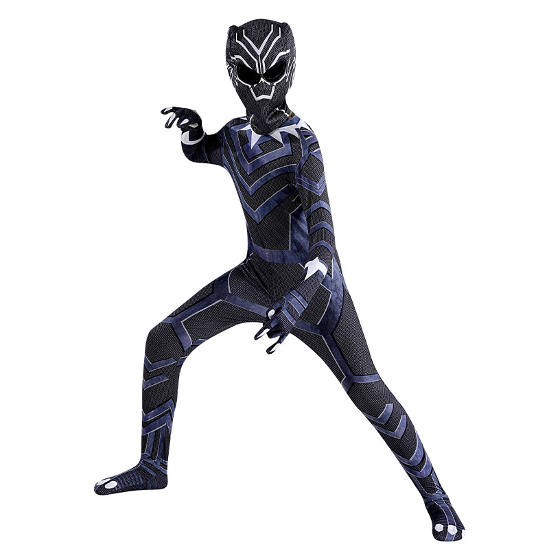 (Size 100) Marvel Superhero Panther Dress Up Classic Black Kids Costume Halloween Outfit for Boys Girls Outfit Masquerade Costume Perfect for Theme Parties