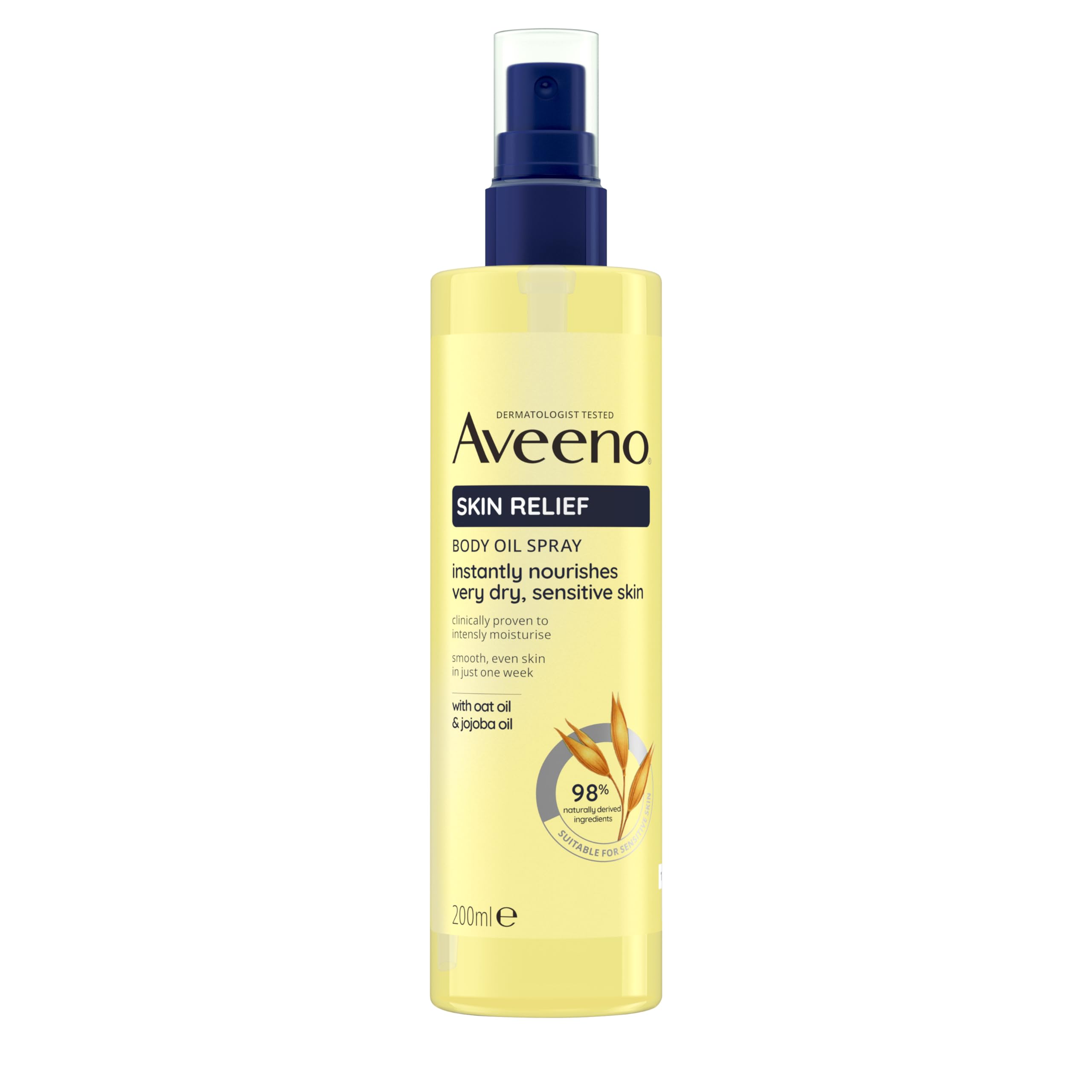 Aveeno Skin Relief Body Oil Spray 1x 200ml Silky Body Oil for Repairing Dry Damaged Complexions Body Oil Spray with Jojoboa and Oat Oil for Use on Sensitive and Dry Skin