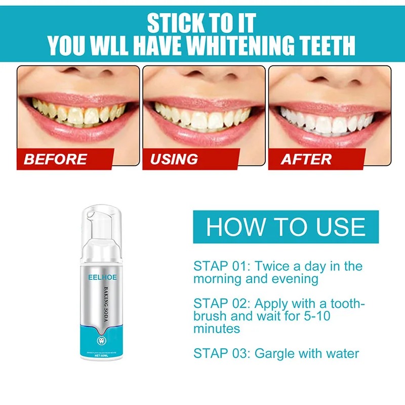 Whitening Oral Hygiene Mousse Toothpaste Dental Refreshes Breath Teeth Cleansing Reduce Yellowing Remove Stains Teeth Teeth Whiteners 60ml
