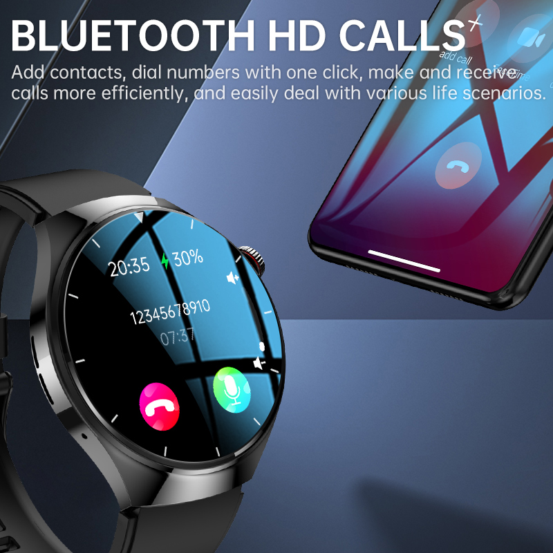 (Black Silicone) Bluetooth Calling Smart Watch 1.39 Inches HD Round Screen Steel Strap Waterproof Blood Oxygen Glucose Pressure Health Monitoring Men Smartwatch