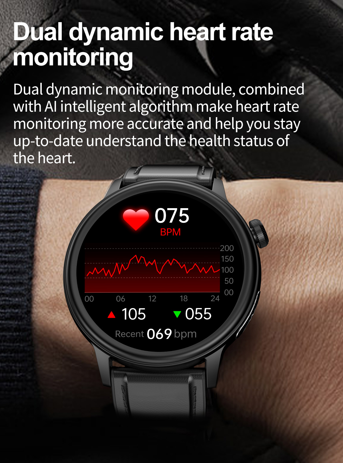 (Black) Women Smart Watch Blood Sugar Health ECG Blood Pressure Blood Lipid Blood Oxygen Monitoring Bluetooth Call Watch