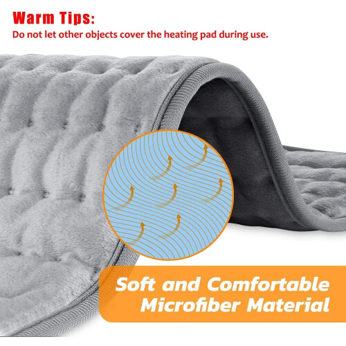 Heating Pads for Back Pain and Cramps Relief Soft Electric Heat Pad with 6 Heat Settings Auto Shut Off Machine Timing Settings Washable 12 Inch