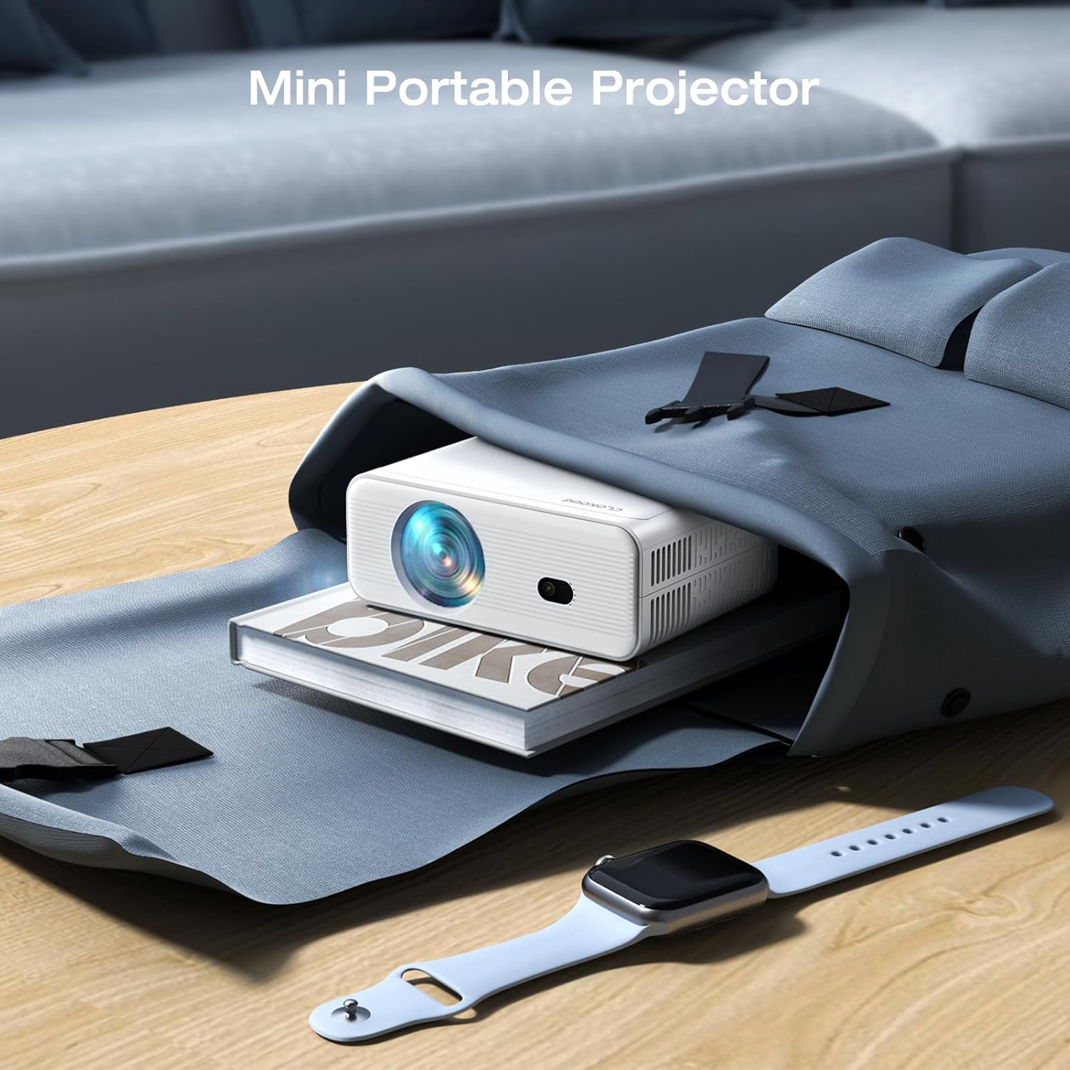 Mini Projector with WiFi and Bluetooth Native 1080P 4K Supported Projector for Indoor Movies Keystone Correction Zoom Home Theater Portable Projector Compatible with TV Stick iOS Android