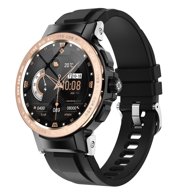 (Black) Smart Watch Men Women Full Touch Fitness Heart Rate Blood Oxygen Monitor Bracelet GPS Tracker Bracelet
