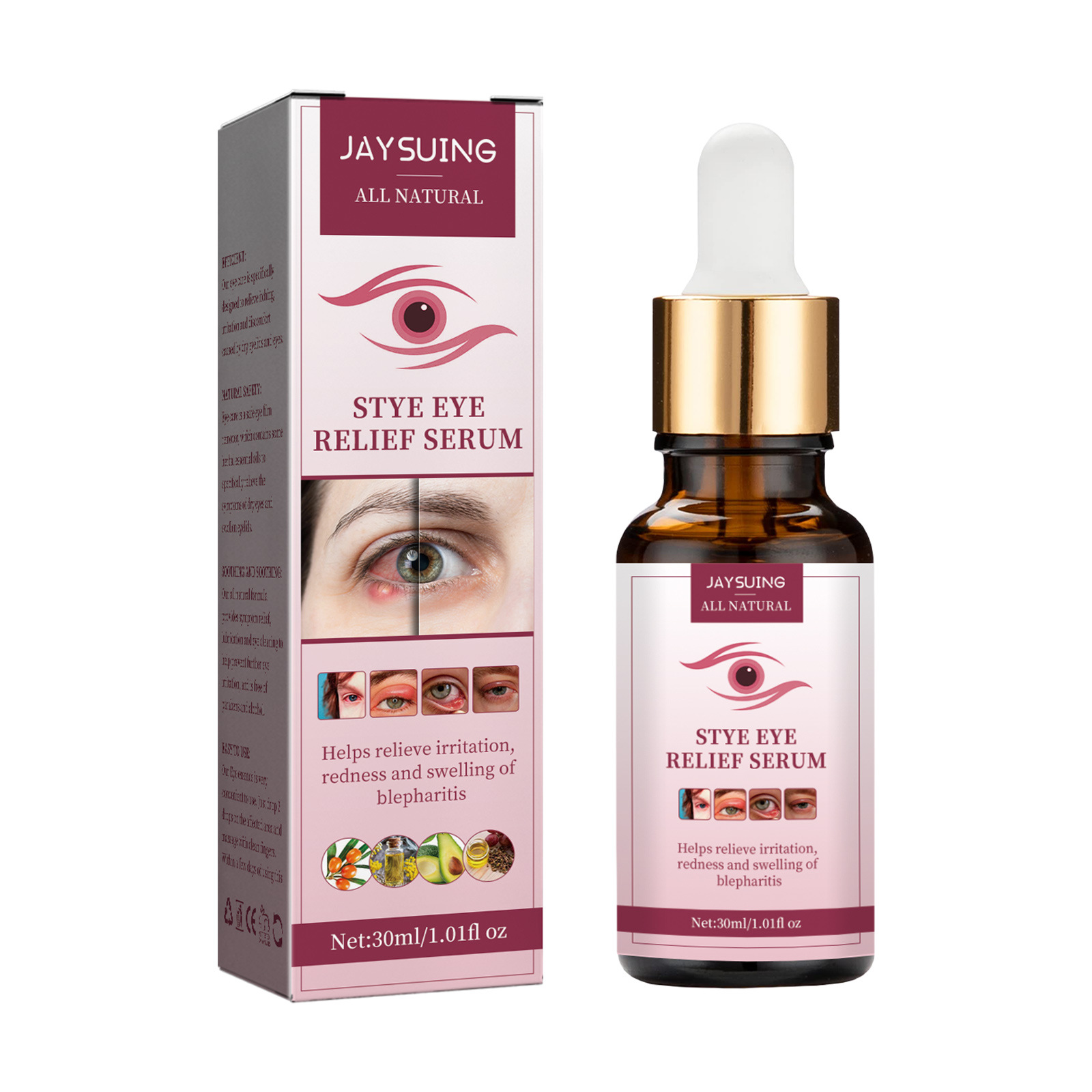 (1pc) Jaysuing Eye Swelling Relief Essence Relieve Fatigue Eyesight Remove Fat Granule Improve Redness Stye Eye Treatment Moisturizes Eye Serum 30ml