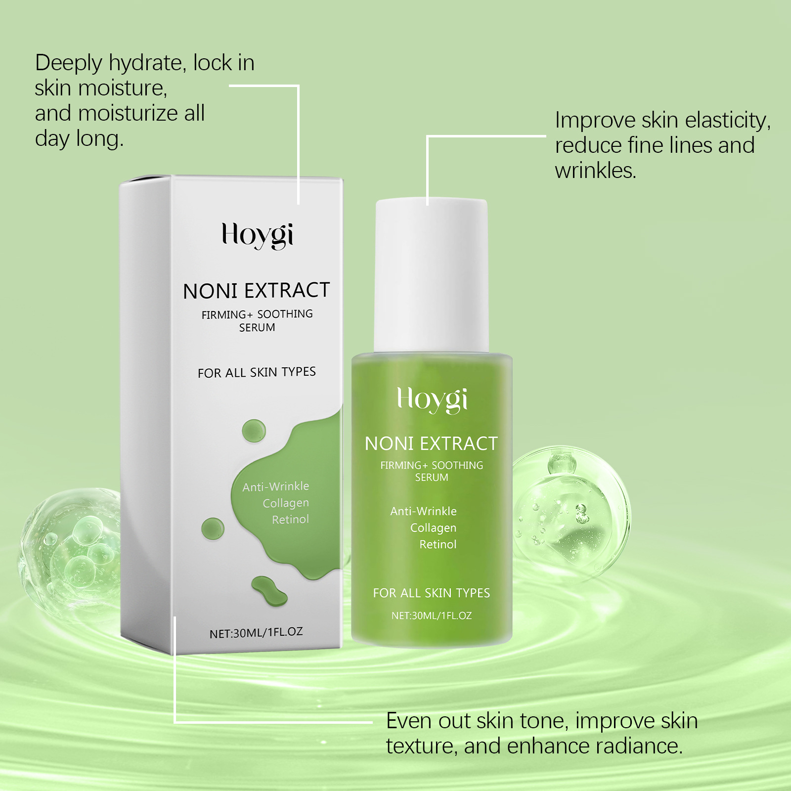(1 PC) Noni Extract Firming Soothing Serum Moisturizing Essence Brightening Anti Rrinkle Elastic Facial Skin Essence Skin Care