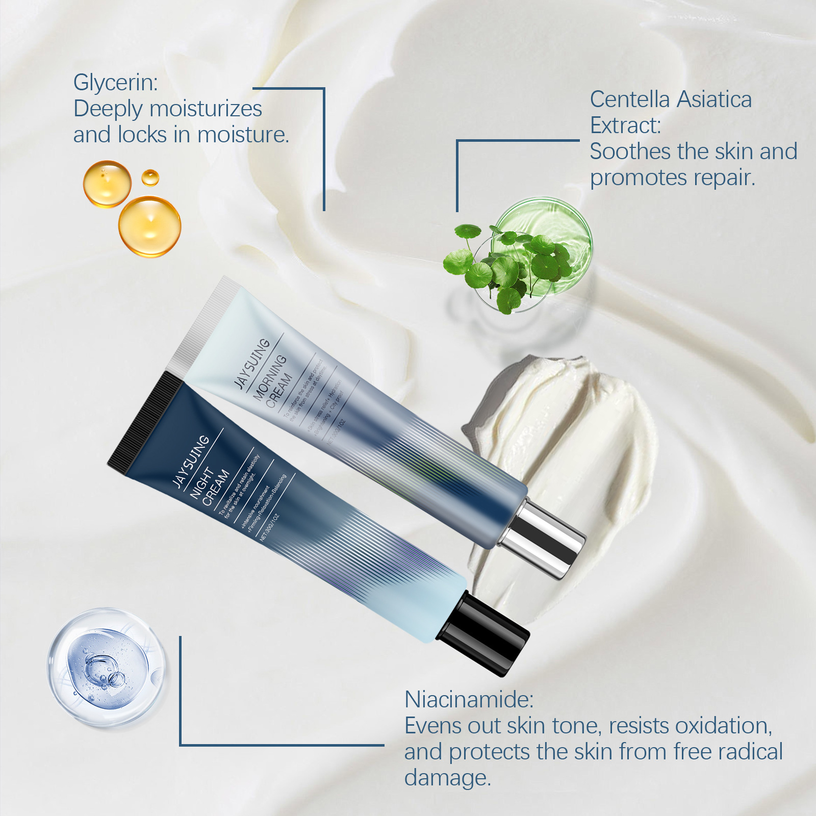Jaysuing Day Night Cream Sets Shield Cream Moisturizing Skin Evening Cream Nourishing Face Cream Hydrating Firming Repairing Skin Cream