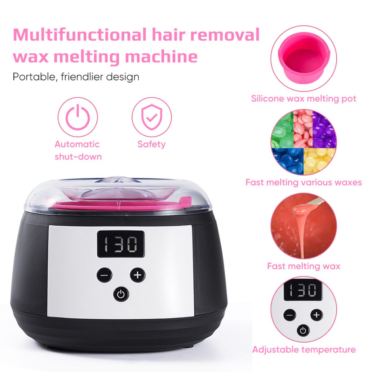 (Black Hair Removal Wax Heater) Professional Hair Removal Wax Heater Machine Wax Melting Pot Wax Melter Digital LCD  Temperature Display for Adults Beginner Home Spa or Salon