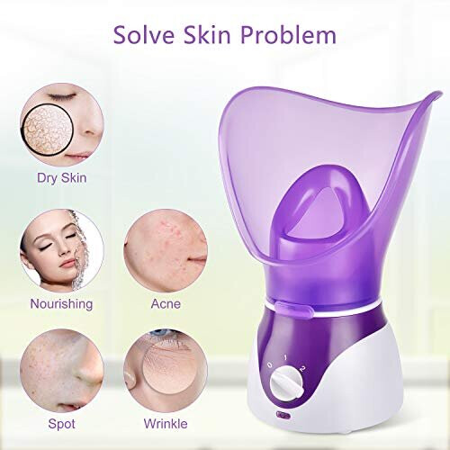Facial Steamer for Face, Face Steamer for Facial Deep Cleaning, 2 Modes Facial Steamer for Unclogs Pores, Hydrating, Purple