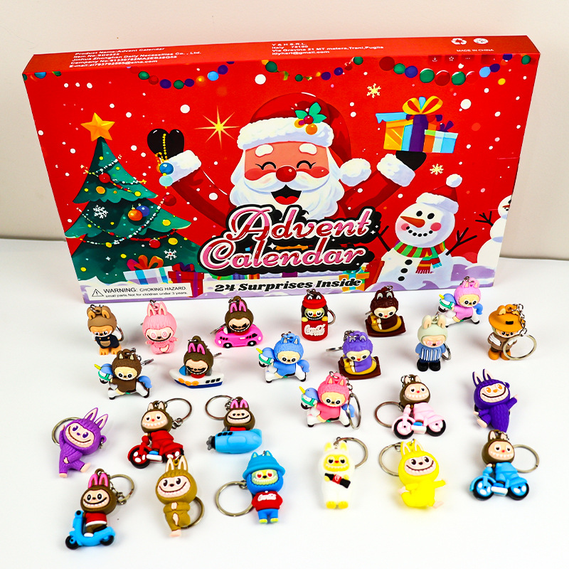 Advent Calendar 24 Days Christmas Countdown Calendar 24pcs Key Chain Xmas Gift Toys for Kids