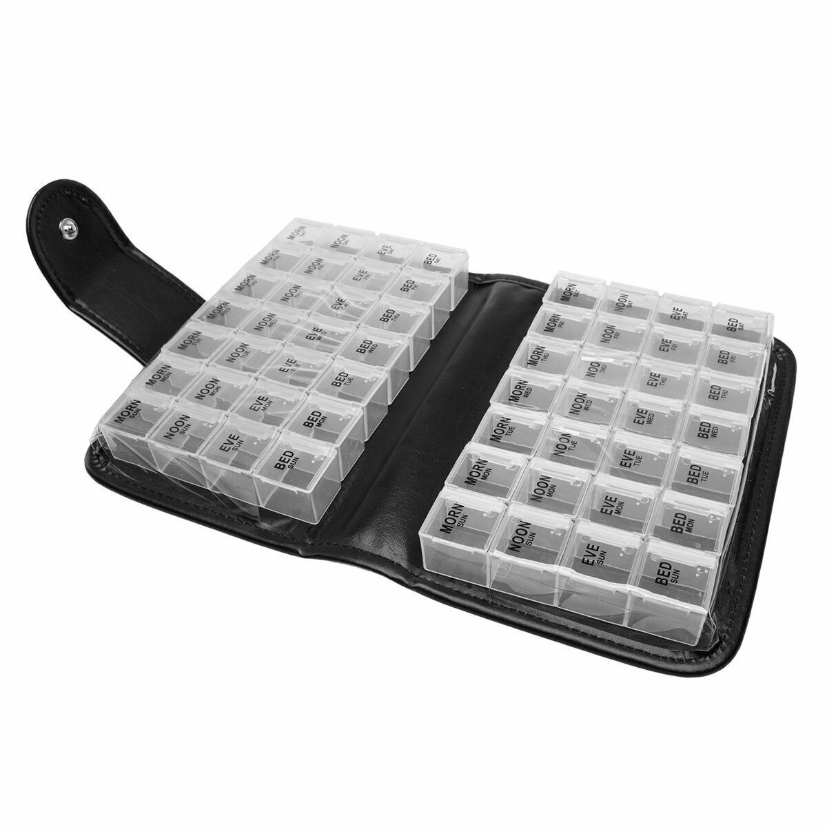 (Colorful) Pill Box Portable Pill Organizer 4 Times a Day Pill Box 7 Day Large Weekly 56 Grids Medicine Storage Organizer for Travel Daily