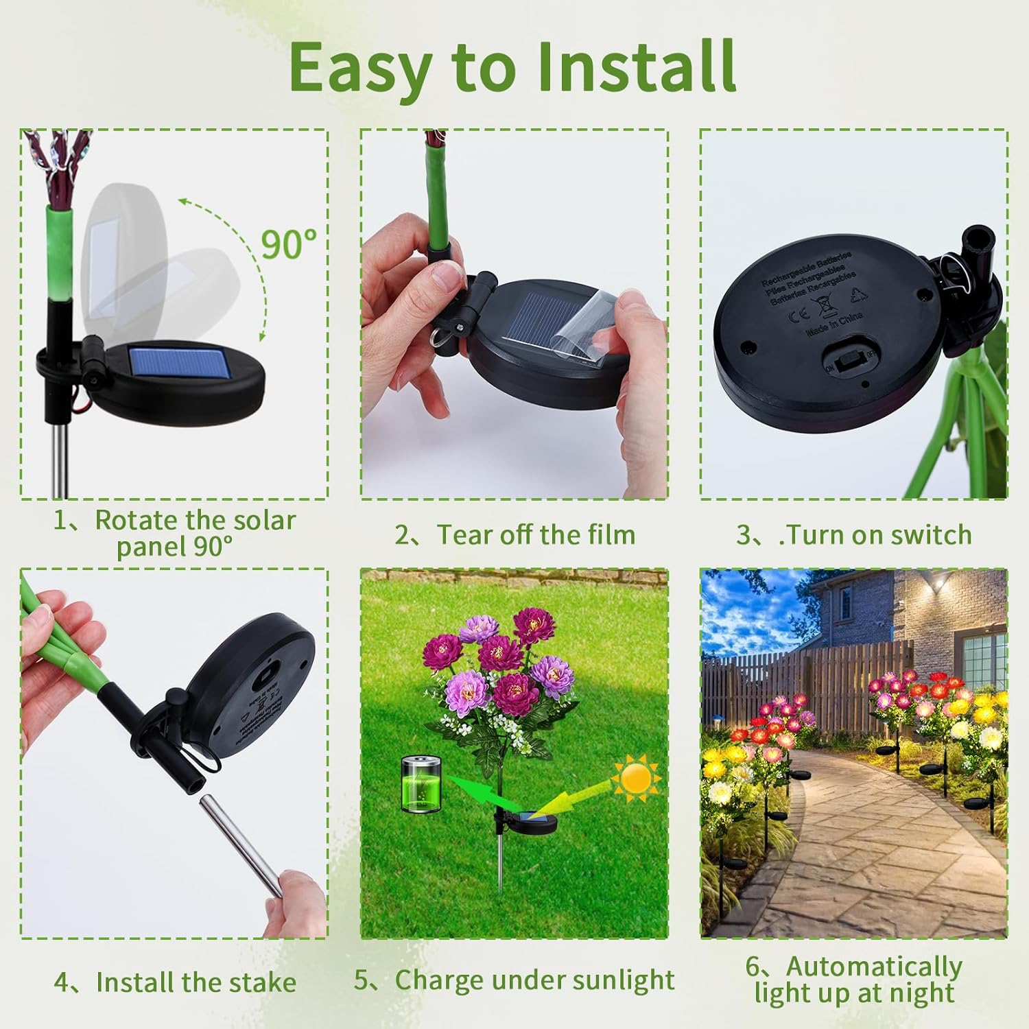 (Yellow) Solar Lights Outdoor Garden 2 Pack Snow Lotus Solar Garden Lights Garden Lights Solar Powered Waterproof with 7 Small Snow Lotus Flowers Garden Ornaments Outdoo