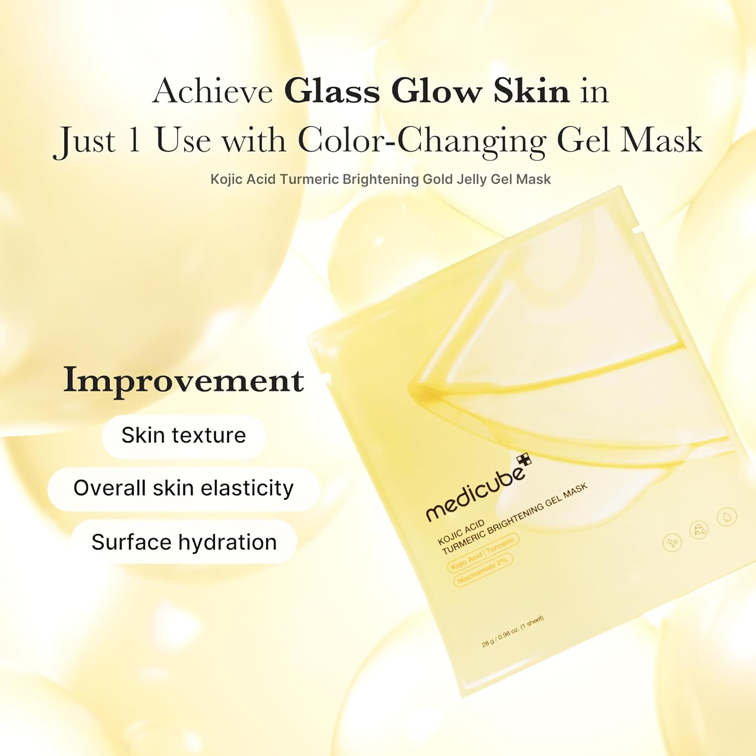 medicube Kojic Acid Turmeric Brightening Gold Jelly Gel Mask Overnight Face Mask for Glass Glow Skin Elasticity Hydrating Firming Moisturizing Korean Skincare
