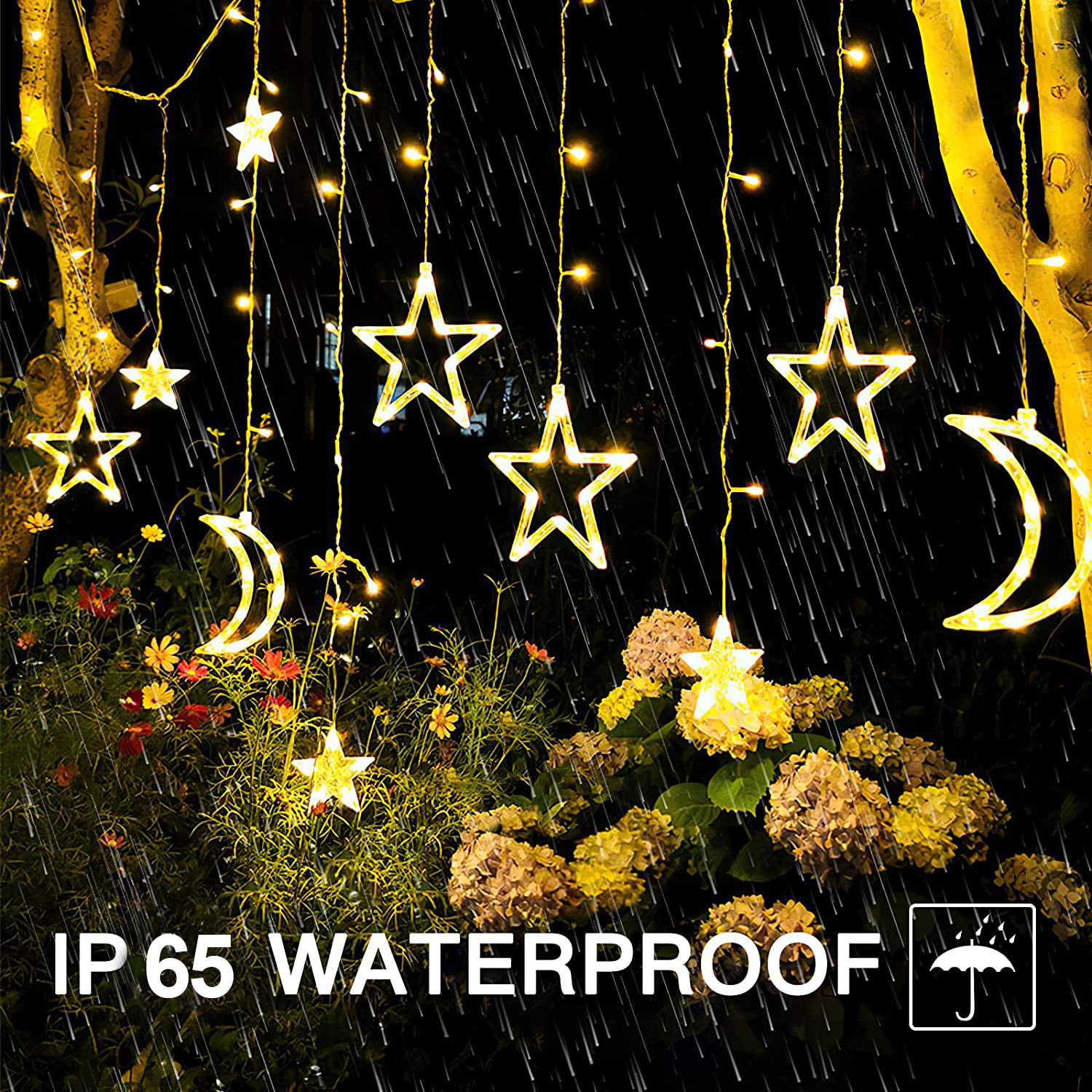 Solar Battery Power LED Star Moon String Lights Curtain Fairy String Lamp Outdoor Garden Lamp for Wedding Party Christmas Decor