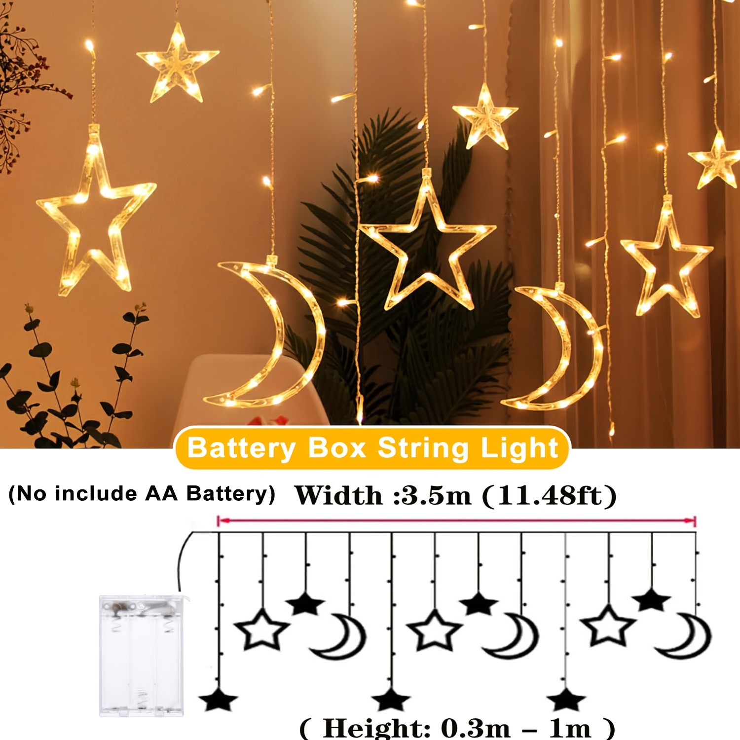 Solar Battery Power LED Star Moon String Lights Curtain Fairy String Lamp Outdoor Garden Lamp for Wedding Party Christmas Decor