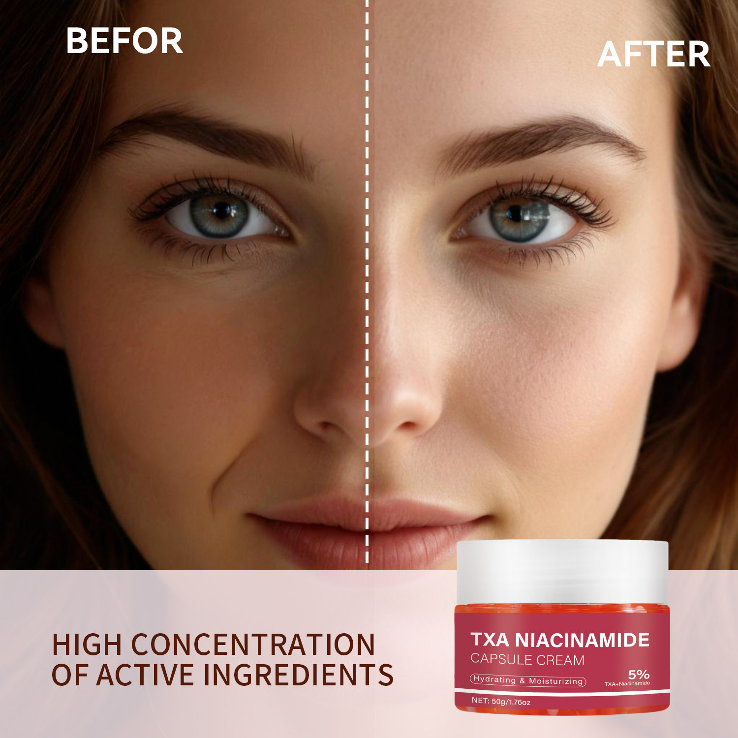 TXA Niacinamide Capsule Cream Brightening Even Tone Daily Face Moisturizer 50g