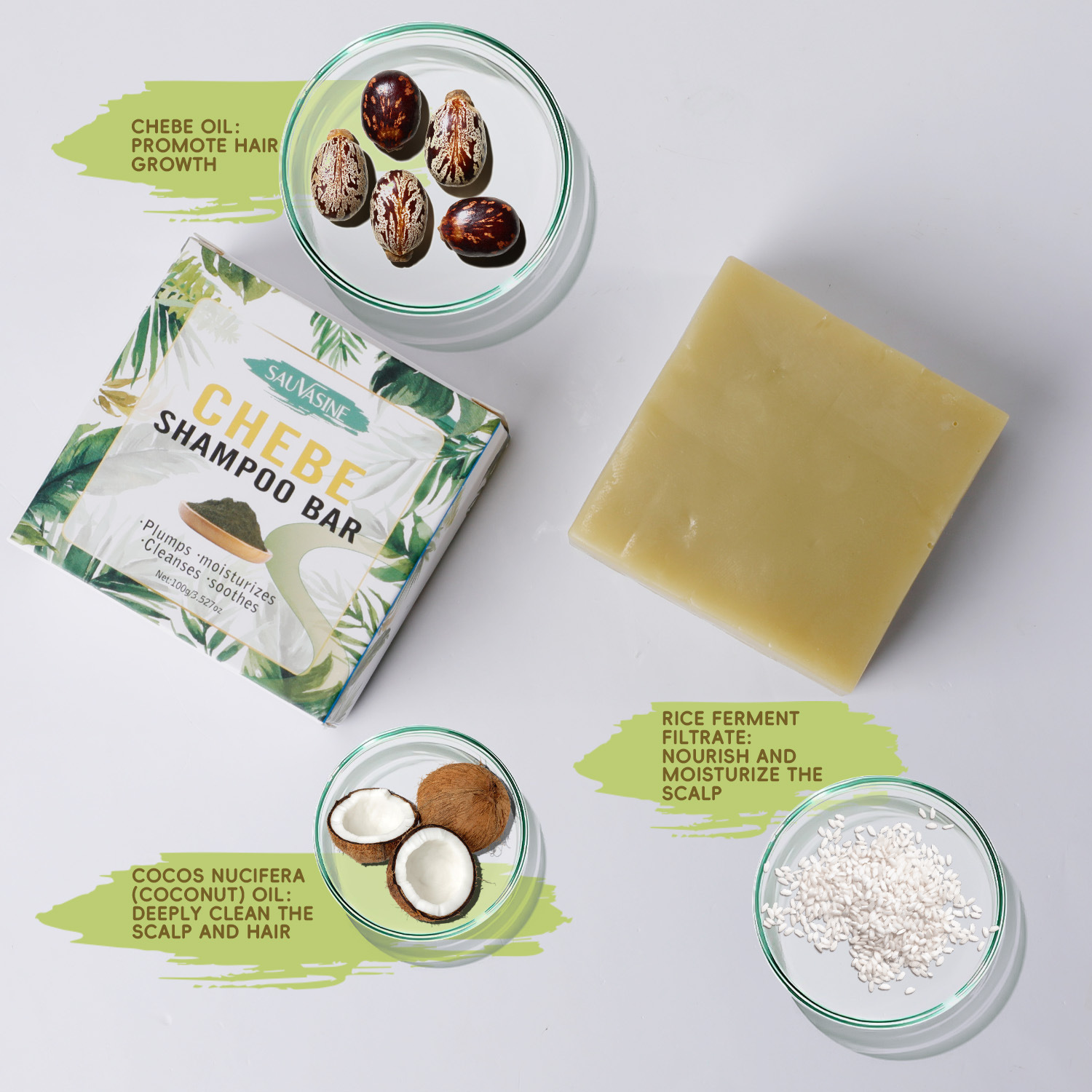 Chebe Shampoo Bar Deep Cleansing Frizz Control Nourishing For Dry Damaged Hair Daily Scalp And Hair Care 100g