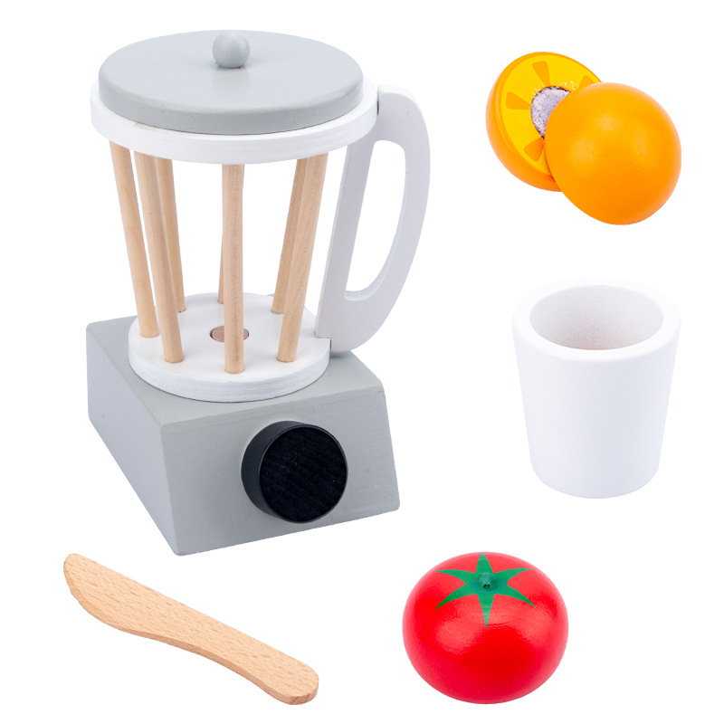 (MR Blender) Wooden Simulation Kitchen Toy Set Play House Early Education Toy Bread Machine Microwave Oven For Children's Christmas Gift
