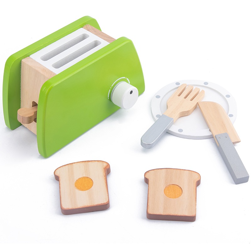 (MR Blender) Wooden Simulation Kitchen Toy Set Play House Early Education Toy Bread Machine Microwave Oven For Children's Christmas Gift