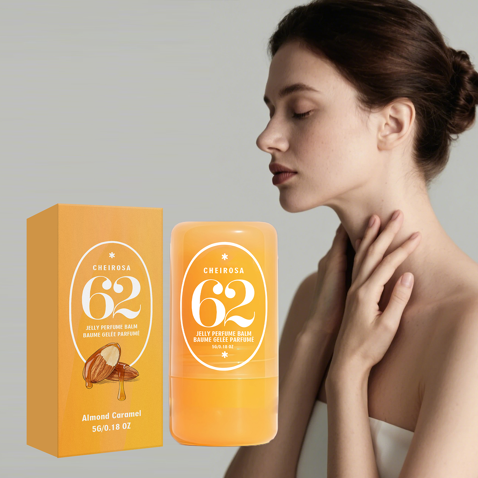 (Almond Caramel Fresh) Solid Perfume Balm  Elegant Release Gentle Charm Portable Commute Date Daily Carry Small Scent Item