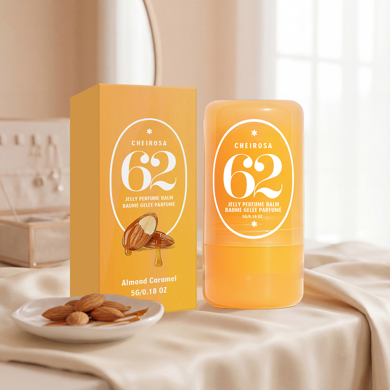 (Almond Caramel Fresh) Solid Perfume Balm  Elegant Release Gentle Charm Portable Commute Date Daily Carry Small Scent Item